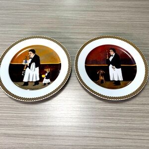 Set of 2 Plates French “Waiter Suite” by GUY BUFFET Plates